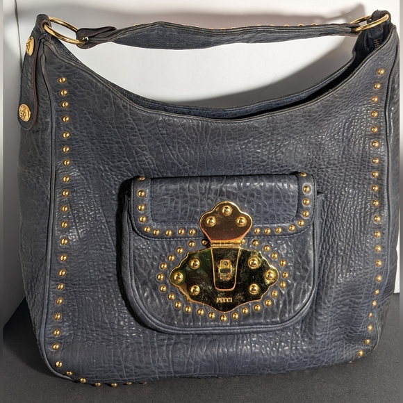 Emilio Pucci Studded hobo leather handbag - Picture 1 of 11